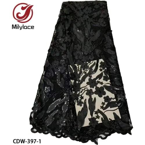 High Quality Sequins Lace Fabric 2021 French Mesh Lace Fabric Nigerian Lace African Tulle Lace Fabric for Wedding Party CDW-397