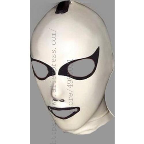 Adults white Fetish latex catsuit hood (open eyes & nostrils & mouth) what is made of 0.4mm natural latex materials