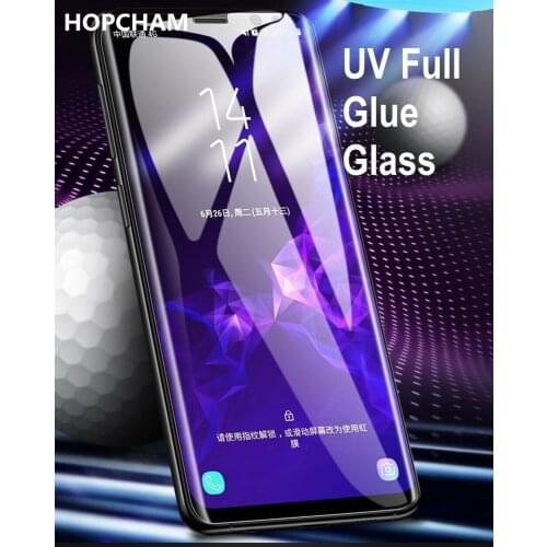 UV Liquid Curved Full Glue Tempered Glass For Samsung Galaxy S21 S10 S9 Note 20 Note 9 Case Friendly Screen Protector Full Cover