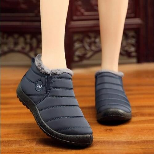 Women boots 2021 warm plush snow boots women shoes new waterproof slip-on winter ankle boots woman Botas Mujer
