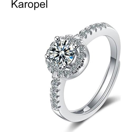 Karopel Luxury Crystal Engagement Ring for Women AAA White Cubic Zirconia Silver Color Rings 2021 Wedding Trend Female Jewelry