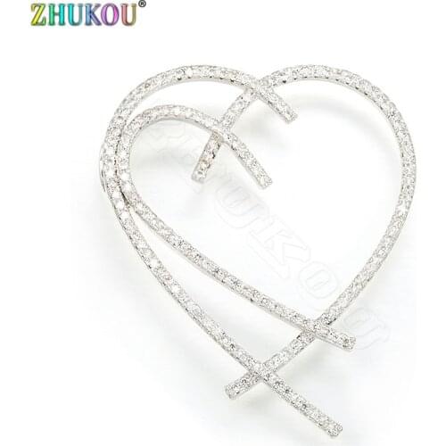ZHUKOU 36x43mm Korean Heart Pendant High Quality Brass Charms for Fashion Handmade Jewelry Accessories Making Model:VD405