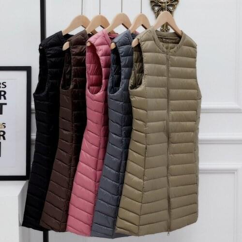Winter Women Down Jackets Ultra Light Long Vest Casual Waistcoat Autumn Coat Slim Sleeveless Parkas Large Size 3XL 4XL
