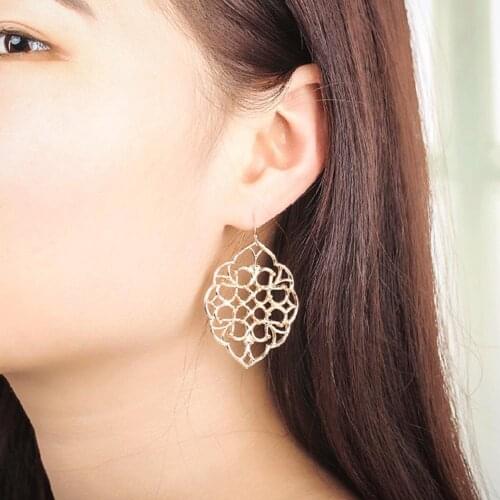 1 Pair Fashion Women Earrings Hollow Geometric Filigree Dangle Drop Hook Earrings Jewelry Gift New Womans accesories