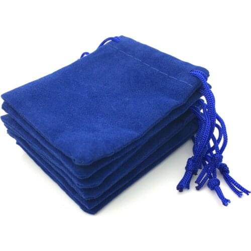 100Pcs / Lot Velvet Navy blue 5*7cm Jewelery Gift Bags Brace Strap Pouches Wholesale