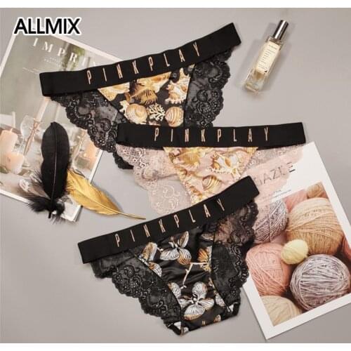 ALLMIX Sexy Womens Sport Panties Underwear Seamless PINK Letter Briefs Low Waist Female Fashion Panty Comfort Lady Lingerie
