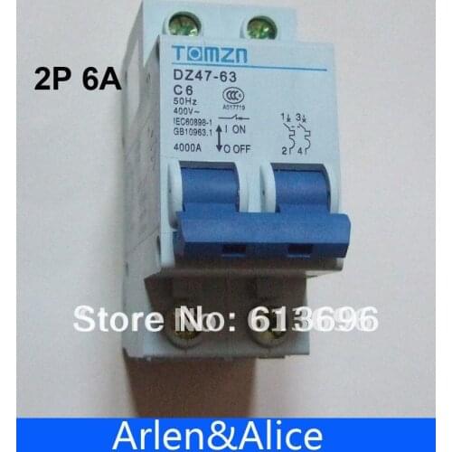 2P 6A 400V~ 50HZ/60HZ Circuit breaker MCB safety breaker C TYPE