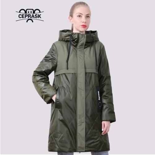 CEPRASK 2021 New Spring Autumn Women Jacket Plus Size Womens Parkas Hooded Long Quilted Thin Cotton Windproof Clothing