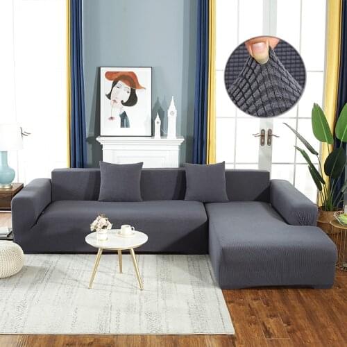 Meijuner L-Shaped Corner Sofa Cover Thick Solid Color Couch Slipcover Stretch All-inclusive Furniture Protector