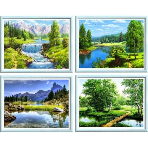 DIY 5D Diamond Painting Landscape Birch Tree Scenic Kit Mosaic Picture of Rhinestones Decor Full Diamond Embroidery Landscape