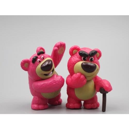2 Pcs/set Disney Toy Story 3 Lotso Action Figure Cartoon Anime Huggin Bear Dolls Model Cake Accessories Decoration Kids Gifts