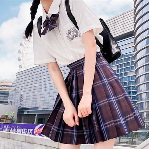 Jk Uniform Girls Anime School Uniforms Japanese Fashion High Waist Plaid Pleated Skirt Sailor Dress College Style Casual Suit