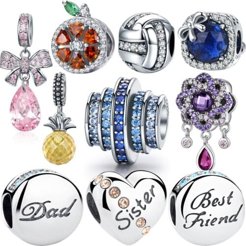 Hot sale woman fashion jewelry accessories 100% 925 sterling silver charms animal zircon bead fit Pandora bangle making DIY