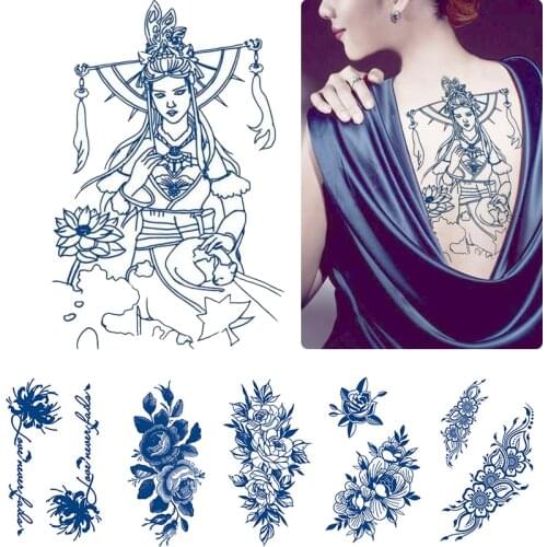 81-120Gradient Semi Permanent Tattoo Sticker Plant Herb Tattoo Sticker Waterproof Lasting 15 Days Arm Temporary Tattoo Sticker P
