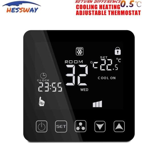 HESSWAY heat cool temp digital weekly thermostatic controls for fan coil unit 2p 4p