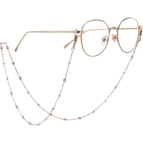 JGL0052 2020 latest design handmade copper glasses chain purple pearl beads sunglasses hanging chain Europe charm jewelry