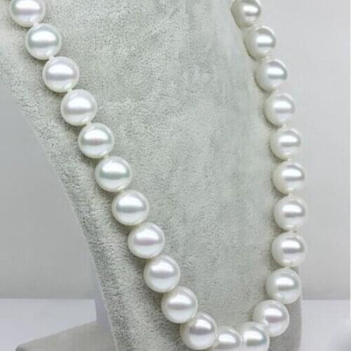 Classic 10-11mm freshwater white round pearl necklace 18"925silver