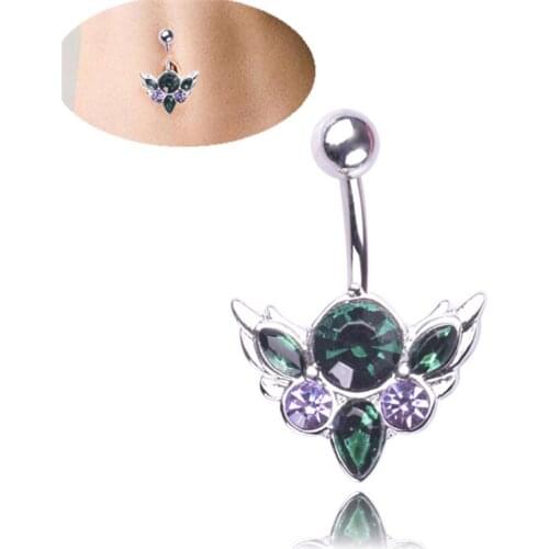 2019 New Arrival Surgical Steel Dangle Navel Rings Crystal Navel Bars Fashion Women Sexy Belly Button Ring Piercing Body Jewelry