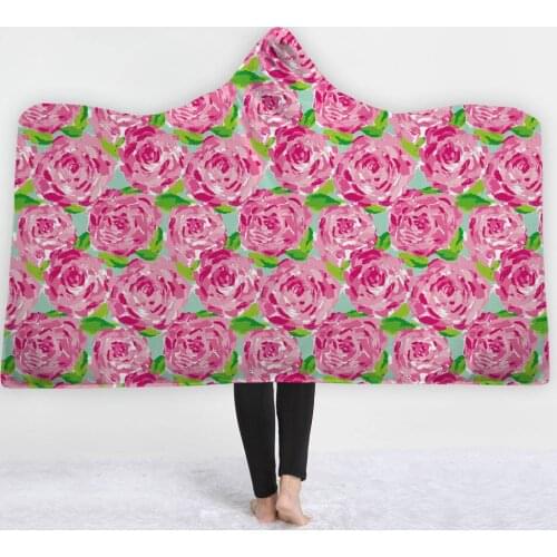 Creative lnk Flowers Blanket Sherpa Fleece Ocean Wearable plush Throw Blanket on Bed Sofa Thick warm Blanket