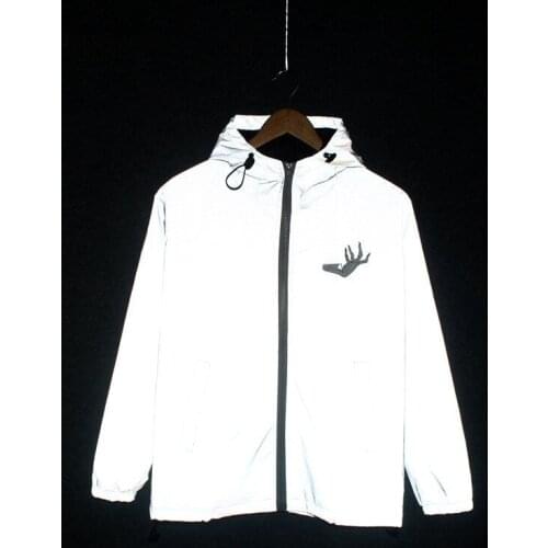 ERENEJIAN Mens Fashion Reflective Jacket Hi Street Harajuku Outerwear For Male Streetwear Hip Hop Night Shiny Tops Clothing