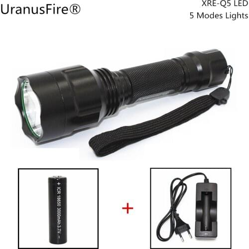 New LED Flashlight XRE-Q5 5 Modes Lights Lamp Waterproof 18650 Battery Torch Camping Hunting Flash Light