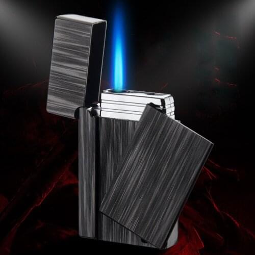 Portable Metal Cigar Smoking Lighters Cigarettes Accessories Butane Gas Lighter Square Side Slip Wheel Mini Torch Lighters