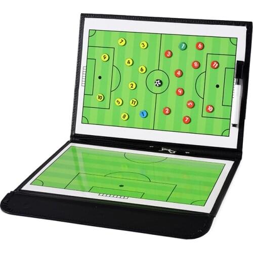 Portable Magnetic Football Trainning Assisitant Equipments Football Soccer Tactical Board 2.5 Fold Leather Useful Teaching Board