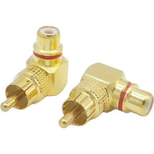 High Quality Right Angle RCA Adaptor connector RCA Male to Female Connector 1pcs