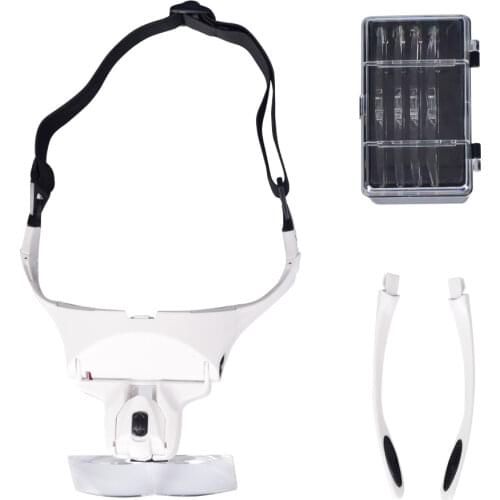 Adjustable 5 Lens Loupe LED Light Headband Magnifier Glass LED Magnifying Glasses With Lamp