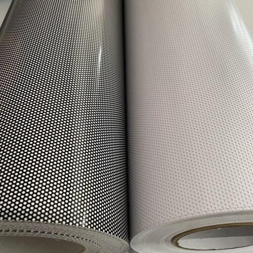 Black White Perforated Headlight Wrap Self-Adhesive Cover Roll DIY Privacy Window Film Decals Stickers