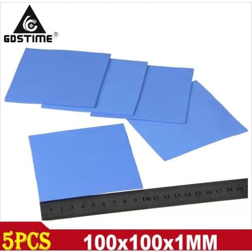 5 pieces Lot Blue 100mm x 100mm x 1mm 1mm Computer GPU CPU VGA Conductive Silicone Thermal Pad