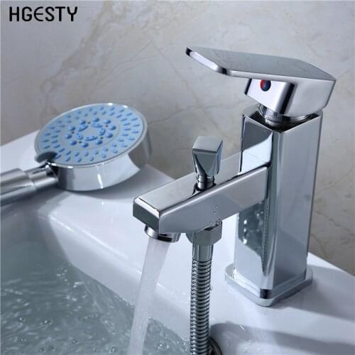 Bathroom Basin Faucet 2 Function Toilet Bathtub Faucet Cold Hot Water Mixer Valve Nozzle Bath Wash Basin Sink Tap Deck Mounted