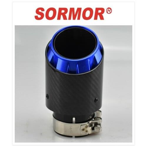 SORMOR custom size fiber balck stainless steel with blue plated modified universal car muffler exhaust pipe