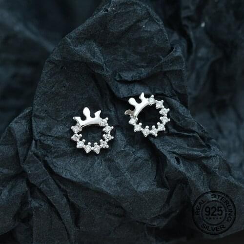 Crown Stud Earrings S925 Silver For Women New Korean Fashion Trend High Quality Hypoallergenic Girl Student Party Jewelry INEFFA