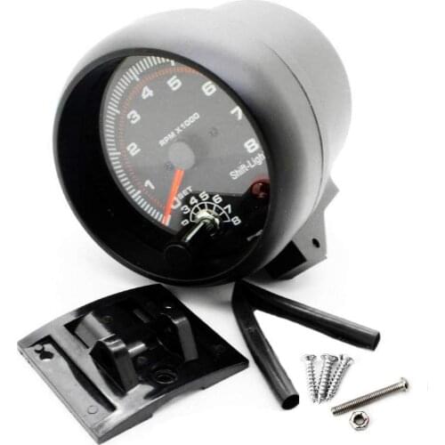Universal 3.75''12V White LED Backlit Tachometer Gauge with Red Shift Light for Auto Gasoline Car 0-8000RPM for 12V gasoline car