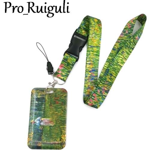 Van gogh Painting Patch of Grass Fashion Lanyard ID Badge Holder Bus Pass Case Cover Slip Bank Credit Card Holder Strap Holder
