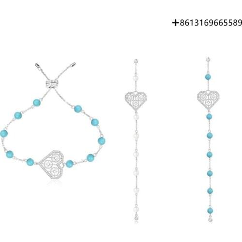 925 Sterling Silver High Quality 1:1 Exquisite Turquoise Bracelet Logo Free Package Manufacturers Wholesale