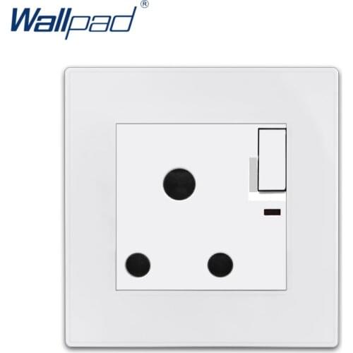 Wallpad Switched UK 15A Socket Luxury White PC Panel Wall Power Electrical Outlet Sockets