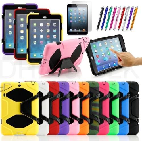 Tough RUGGED MILITARY DUTY WITH STAND ShockProof Dirt Proof Armor Case Cover Impact On Life For Apple iPad 2 3 4+Pen+Film