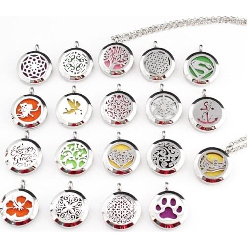1PC 25MM Stainless Steel Aroma Essential Oil Perfume Diffuser Locket Necklace Pendant Aromatherapy Diffuser Necklace Jewelry