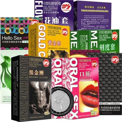 10pcs Beilile Ultra thin Lubricating Black Condoms G-Point Flower Fruit Oral Kondom Natural Latex Penis Sleeve Sex Tools For Men