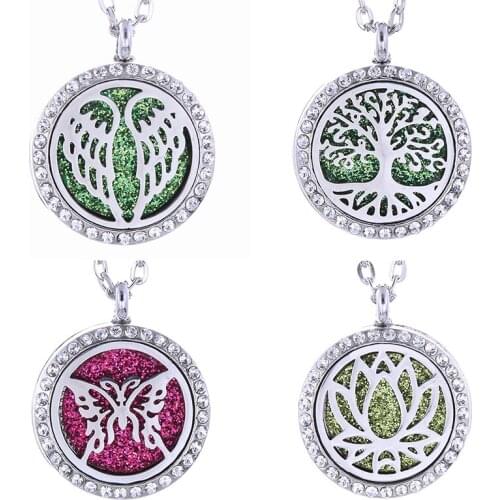 20 Hot Styles Aroma locket Necklace Magnetic Stainless Steel Aromatherapy Essential Oil Diffuser Perfume Locket Pendant Jewelry