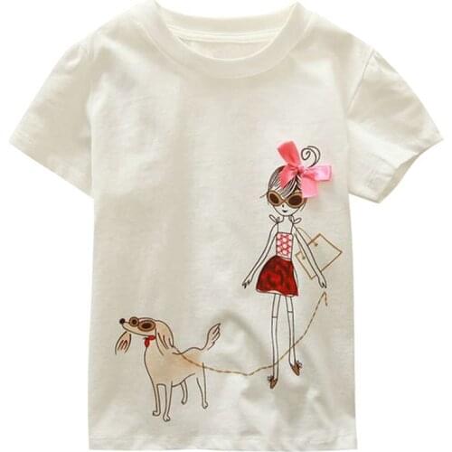 2018 Baby Boys Girls T-Shirt Summer Childrens Tops Clothing Cute Cartoon Baby Girl And Dog Creative T-Shirt