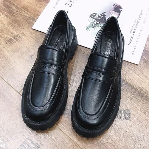 2020 New Autumn Womens Shoes Fashion Casual Women Leather Flat Shoes Ladies Slip On Comfortable Black Work shoes Flats R12-77