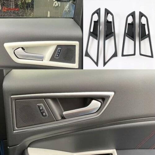 For Ford EDGE PLUS 2021 ABS carbonfiber Car inner door Bowl protector frame Cover Trim Car styling Accessories 4pcs
