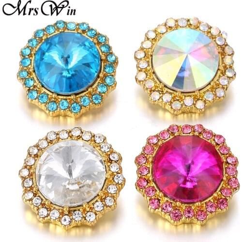 6pcs/lot New Gold Snap Button Jewelry Rhinestone Flower Metal 18mm Snap Buttons Fit Leather Silver color Snap Bracelet for Women