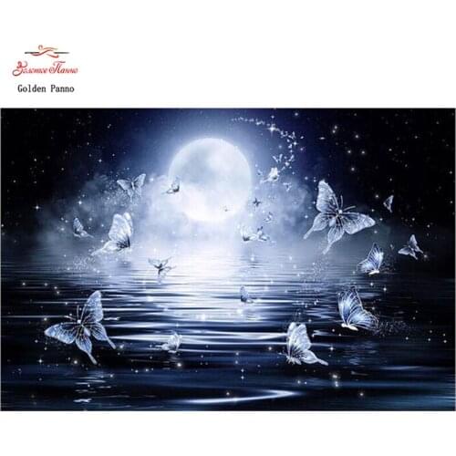 Diamond Painting Full Square 5D Diy Daimond Embroidery Diamant Mosaic Sale Displasy Broderie Diamant white butterfly moon Light