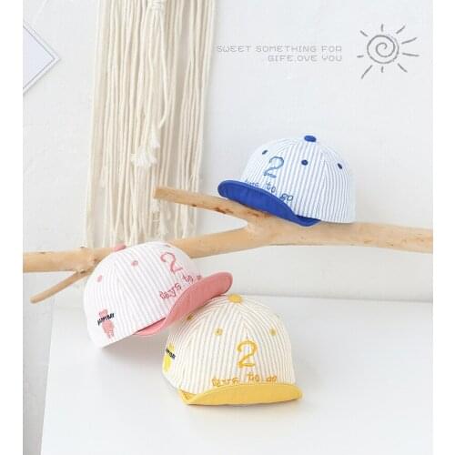 Childrens Soft-edged Peaked Caps Cute Embroidery Stripes tide Baby Outing Sunshade Baseball Caps New Products Adjustable Caps