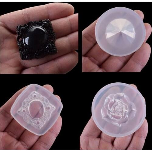 Handmade Big Diamond Crystal Rose Flower Epoxy Resin Mold Gemstone Silicone Mold Jewelry Making Art Craft