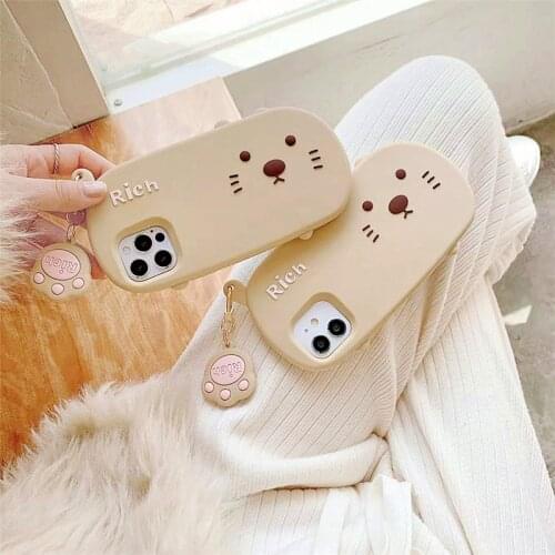 Cute 3D Cat Phone Case For iphone 12Pro MAX 12 11 Pro MAX XS MAX XR X 6 6s 7 8 Plus Cartoon Hair-ball Cat Paw Pendant Soft Cover